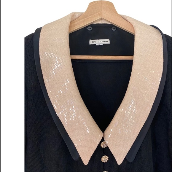 ST. JOHN EVENING Santana Knit Triple Style Rhinestone Button Cardigan Size 12 - Picture 11 of 16